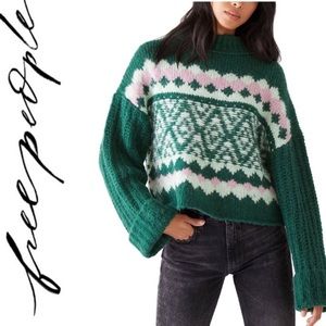 Free People Chunky Sweater In Spearmint Pine Combo New With Tags